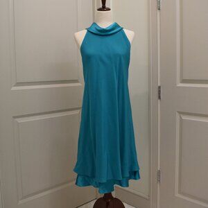 Tom and Linda Platt - Blue Silk Bow-Detail Cocktail Dress - 10